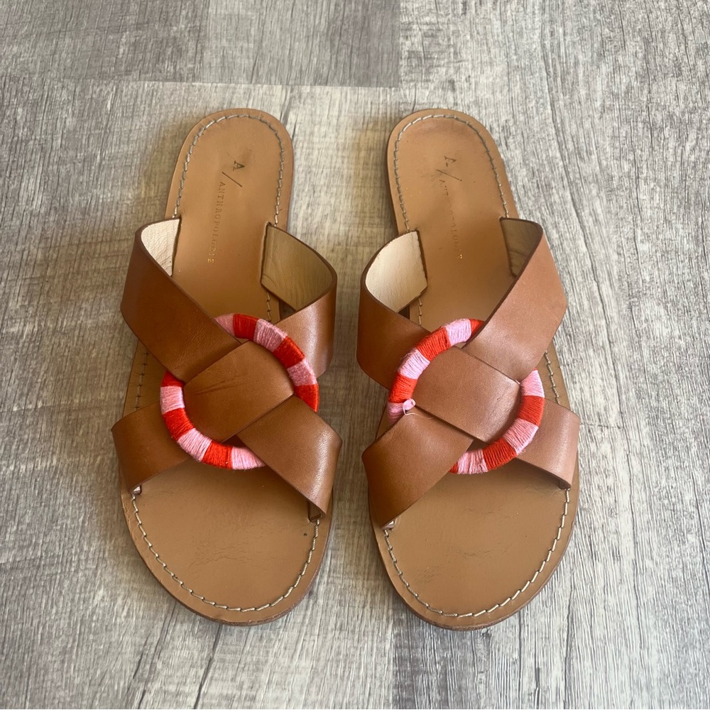Anthropologie Sara Criss-Cross Slide Sandals